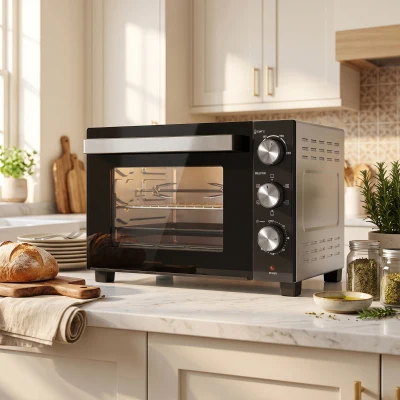 HOMCOM Mini-Four 36L Convection Broche Rotative Argenté