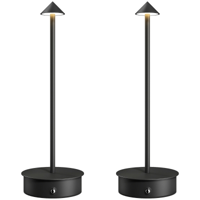 HOMCOM Juego de 2 Lámparas de Mesa LED Recargables con USB y Control Táctil y Luz Regulable Ø10x30 cm Negro
