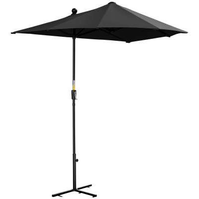 Outsunny 2m Half Parasol Market Umbrella Black