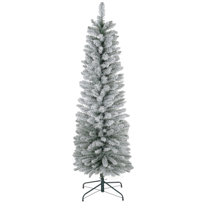 HOMCOM 6ft Snowy Pencil Christmas Tree Green