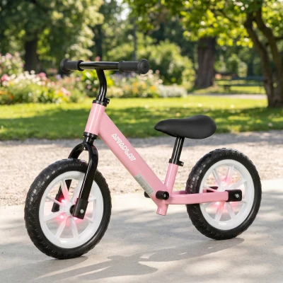 AIYAPLAY Draisienne Enfant 2-5 Ans Roues Lumineuses Rose 50kg