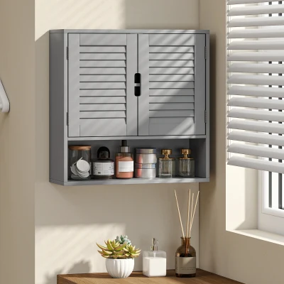 HOMCOM Wall-Mounted Bathroom Cabinet Grey 60x20x60cm
