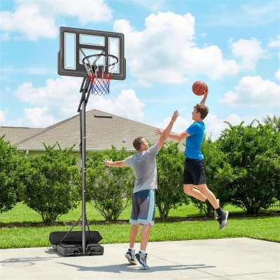 SPORTNOW Canasta de Baloncesto Exterior con Ruedas Altura Ajustable 235-305 cm Base Rellenable y Bolsa de Peso Negro