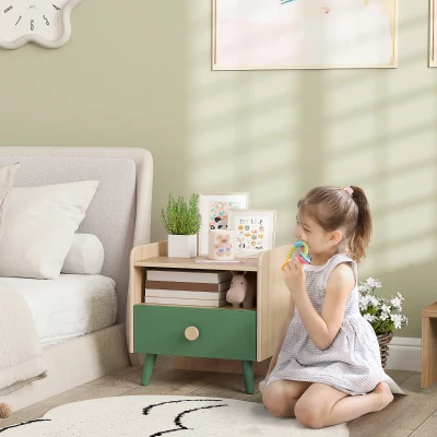 AIYAPLAY Comodino con Cassetto per Bambini in Legno Verde