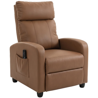HOMCOM Massage Recliner Chair Faux Leather Adjustable Dark Brown