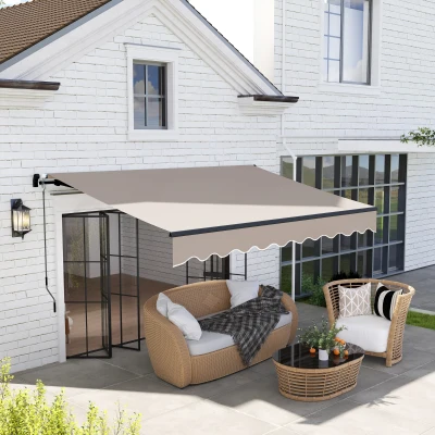 Outsunny Toldo Retráctil de Aluminio para Ventanas y Puertas con Protección UV30+ y Inclinación Ajustable 360x220 cm Crema