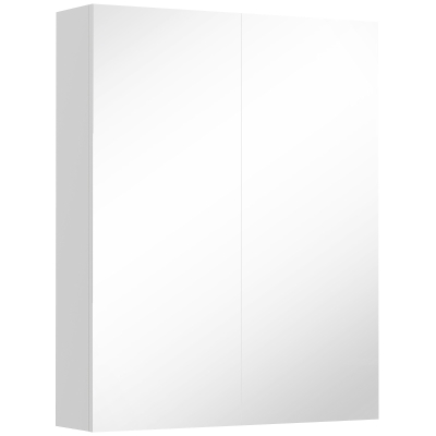 HOMCOM Wall Mounted Bathroom Mirror Storage Cabinet w/ Door Adjustable Shelf, White