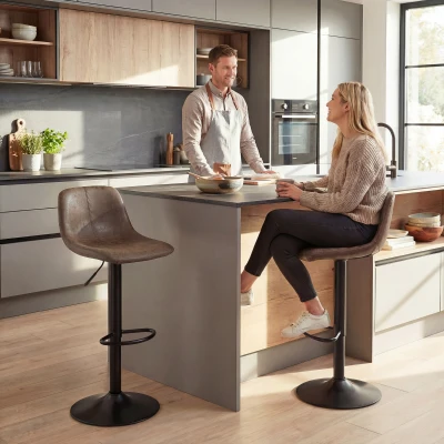 HOMCOM Swivel Bar Stools Set of 2 with Footrest Brown