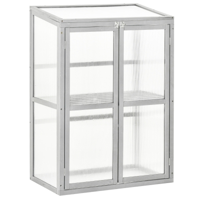 Outsunny Wooden Greenhouse Light Grey 76x47x110cm
