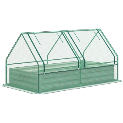 Outsunny Metal Planter Box Raised Garden Bed Green Grey