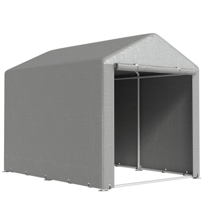 Outsunny Carpa de Jardín para Bicicletas 1,6x2,2x1,7 m con 2 Habitaciones Puerta con Cremallera Impermeable Anti-UV Gris Claro