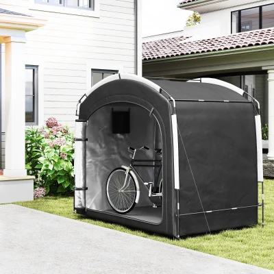 Outsunny Abri Vélo Portable 3-4 Vélos 220x150x195cm Noir