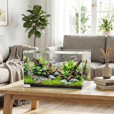 PawHut Glass Aquarium 43L Protective Base Mat Transparent
