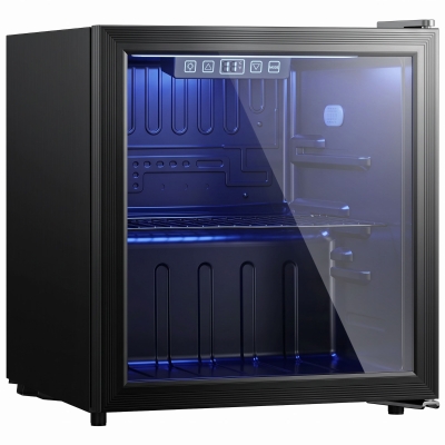 HOMCOM Drinks Fridge 50L Glass Door Wine Cooler Adjustable Shelf Black