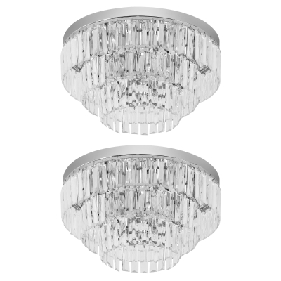 HOMCOM Crystal Pendant Lamps Set 2 Modern 7-Lights Silver