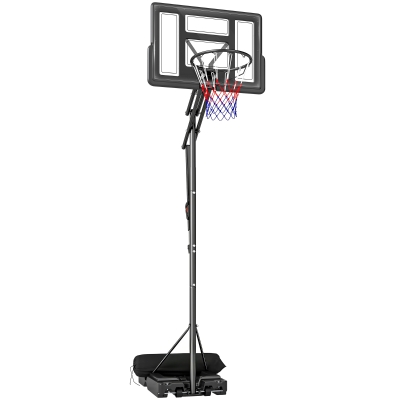 SPORTNOW Canasta de Baloncesto Exterior con Ruedas Altura Ajustable 235-305 cm Base Rellenable y Bolsa de Peso Negro
