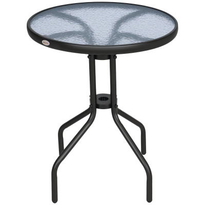 Outsunny Bistro Coffee Table Round Glass Top 60cm