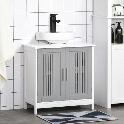 Kleankin Modern Under Sink Cabinet Grey 2 Doors