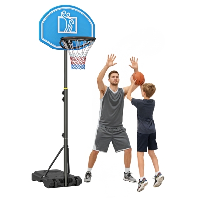 HOMCOM Canasta de Baloncesto para Exterior Altura Ajustable 160-210 cm con Ruedas y Base Rellenable 76x48x254 cm Negro