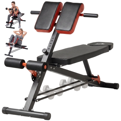 HOMCOM Banco de Pesas Multifuncional Banquillo de Gimnasio Completo Respaldo Inclinable en 3 Posiciones 64x146x73,5-85 cm Negro