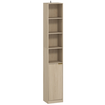 HOMCOM 6-Tier Bookcase Cabinet Adjustable Shelves Oak Wood Effect