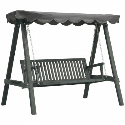 Outsunny 3-Seater Wooden Swing Chair Outdoor Bench Grey