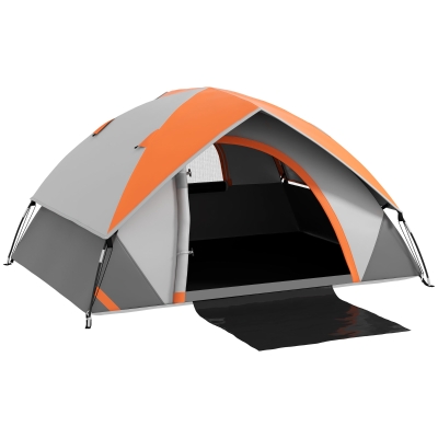 Outsunny Tenda da Campeggio con Finestra e Gancio Grigio Arancio