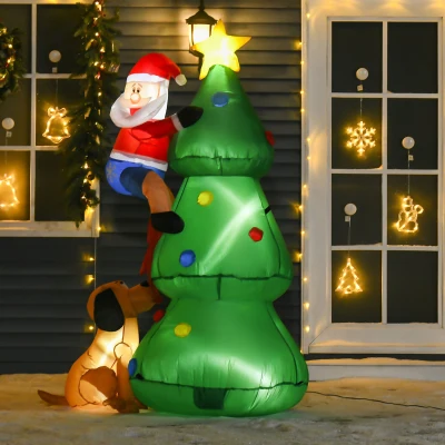 HOMCOM Albero di Natale Gonfiabile 123cm x 85cm x 180cm Verde