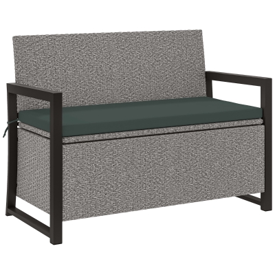 Outsunny Garden Storage Bench with Cushion Grey 151.5L
