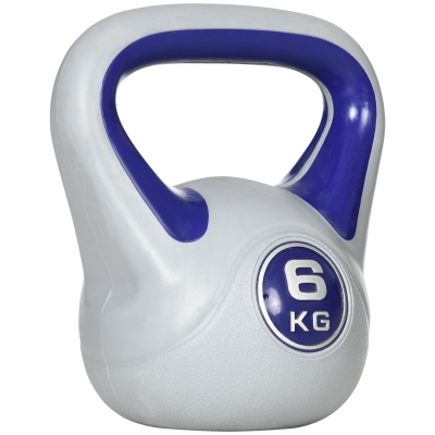 SPORTNOW Pesa Rusa 6 kg Revestimiento de PU y Relleno de Arena para Entrenamiento de Fuerza 20x13x22 cm Violeta y Gris