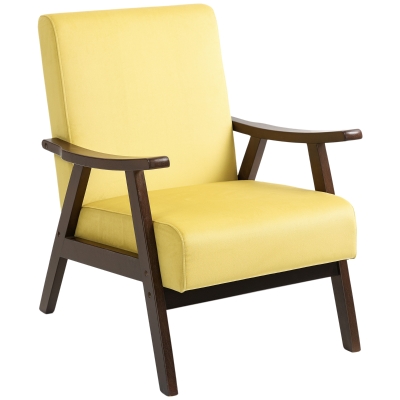 HOMCOM Velvet Accent Chair Wood Frame Living Room Champagne
