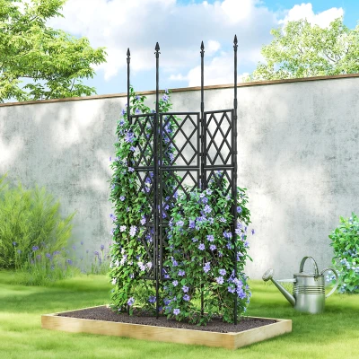 Outsunny Foldable Garden Trellis Climbing Support Black