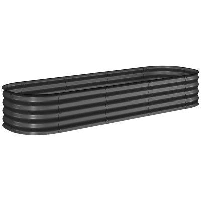 Outsunny Jardinière Carrée Acier Modulable 195x62x30cm Gris Foncé