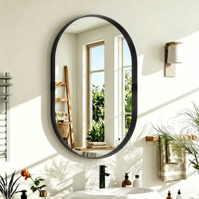 HOMCOM Wall Mirror Aluminium Frame 60x90cm Black