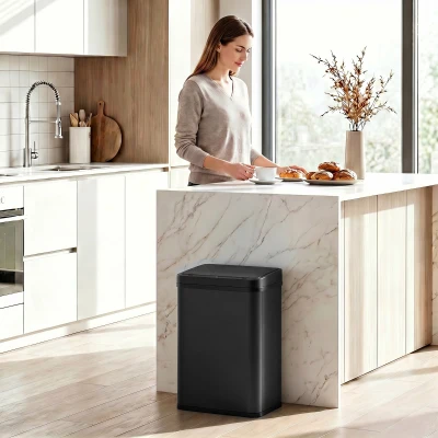 HOMCOM Sensor Kitchen Bin 40L Stainless Steel Black