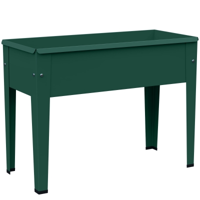 Outsunny Metal Raised Planter with Drainage, Green