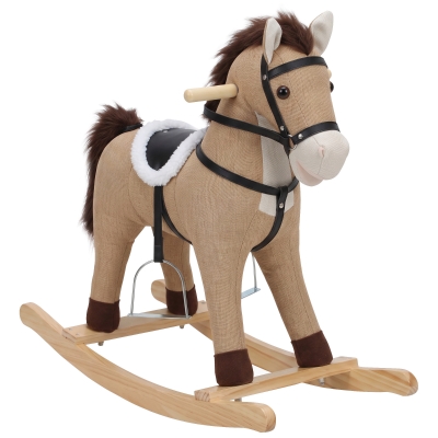 AIYAPLAY Caballo Balancín con Sonidos y Asas de Seguridad Base de Madera para Niños de 12 a 36 Meses Marrón Oscuro