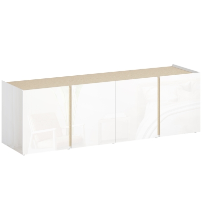 HOMCOM TV-kast voor 65-inch televisie, televisiekast met soft-close deuren, aanpasbare planken, kabeldoorvoeren, voor woonkamer, Wit