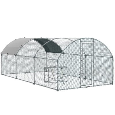 PawHut Walk-In Chicken Run with Shelf & Cover 2.8x5.7m