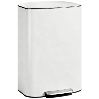 HOMCOM Poubelle Cuisine 50L à Pédale Soft-Close Blanc Crème