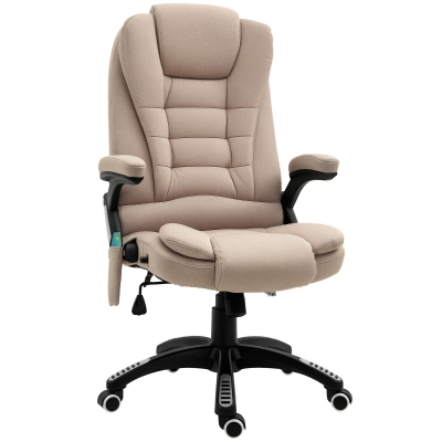 Vinsetto Silla Oficina con Masaje de 6 Puntos con Función Basculante con Calefacción Altura Ajustable 67x74x107-116 cm cm Caqui