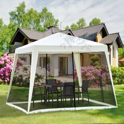 Outsunny Tonnelle Colonial Beige/Noir 3x3m Moustiquaires