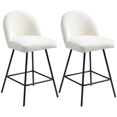 HOMCOM Set 2 Sgabelli Bar con Schienale in Velluto Crema