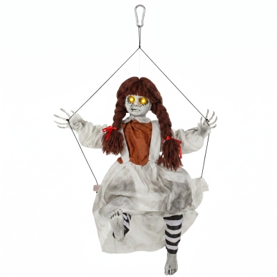 HOMCOM Animated Hanging Swing Girl Halloween Sound-Activated 80cm