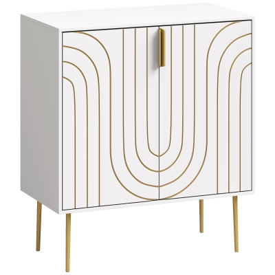 HOMCOM Kitchen Cupboard Storage Cabinet Metal Legs White