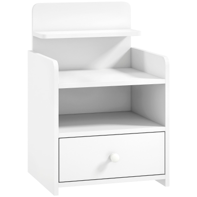 HOMCOM Bedside Cabinet Drawer Shelf Living Room White