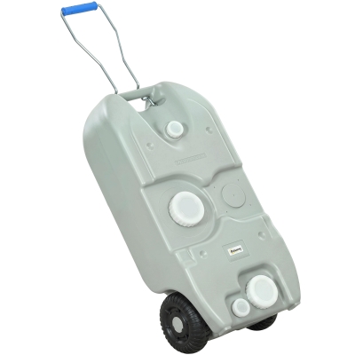 Outsunny Tanque de Agua Portátil 40 L con Ruedas Manija Metálica y Grifo para Caravanas Autocaravanas y Camping 37x23x80 cm Gris