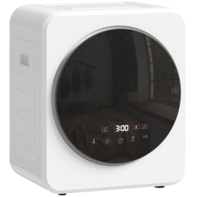 HOMCOM Secadora de Evacuación de 4kg 800W con Función Esterilizar Temporizador Pantalla LED Táctil Tambor Inox Blanco