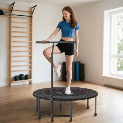 HOMCOM 40" Mini Trampoline Rebounder Adjustable Handle Black