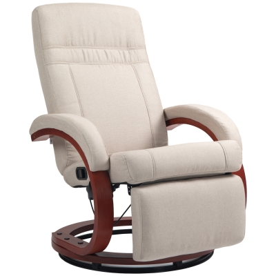 HOMCOM Reclining Swivel Chair with Footrest Beige